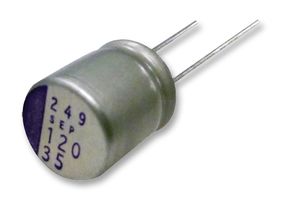 PANASONIC 16SEPF150M Polymer Aluminium Electrolytic Capacitor, 150 µF, 16 V, 0.03 ohm, 5000 hours @ 105°C, ± 20%