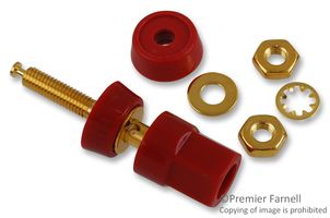 POMONA 5018-2 Binding Post, 5018 Series, 30 A, 1.5 kV, Gold Plated Contacts, Panel Mount, Red