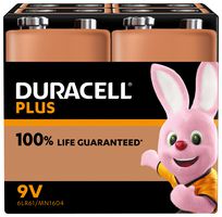 DURACELL MN1604 P4 +/PWR Battery, 9 V, PP3, Alkaline, Snap Contact, 4